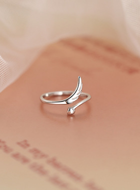 小众设计感素圈翅膀爱心关节戒