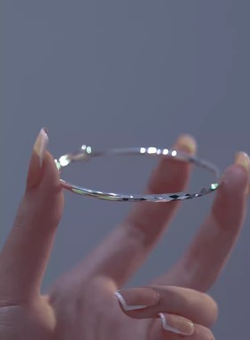 银切面素手镯女轻奢ins小众设计精致古法级感饰品可调节时尚气质