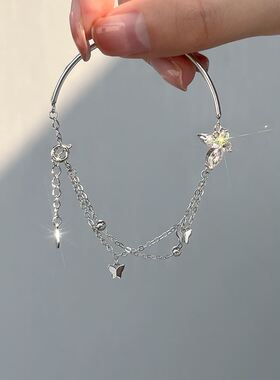 仙女气质蝴蝶925手链女2023年新款小众设计半链流苏闺蜜手镯手环