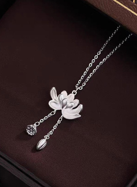 两世欢莲花流苏项链女2024年新款夏小众设计古风莲蓬吊坠锁骨链潮