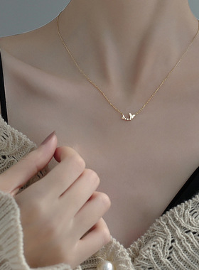 森系蝴蝶韩国小众设计银项链