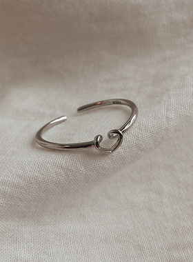 镂空爱心戒指女2021年时尚个性小众设计ins潮轻奢食指戒开口戒