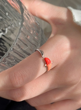 s925银幸运锦鲤戒指女设计小众高级感轻奢时尚2024年新款潮