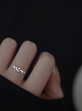 星星戒指女2023年新款爆款时尚个性小众设计锆石指环戒开口可调节