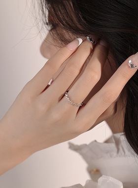 圆珠戒指女2023年新款爆款开口素圈时尚个性小众设计指环戒可调节