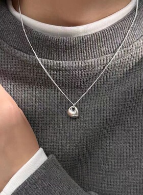 925银银坨坨小福包吊坠项链女小众设计轻奢高级感网红锁骨链