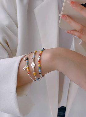 彩虹手链女夏季笑脸爱心小熊云朵ins小众设计感轻奢2025年新款潮
