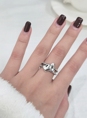 韩国复古做旧米老鼠戒指ins同款