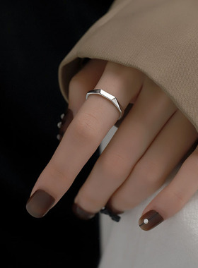不规则开口指环戒指925银