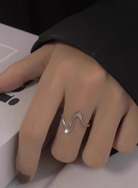 波浪戒指女2024年新款潮小众时尚个性开口可调食指戒