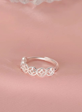 铜钱个性开口戒指女食指指环简约冷淡风小众设计ins潮时尚网红