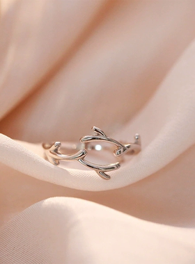 树枝戒指女2023年新款爆款潮开口指环轻奢小众设计食指戒尾戒饰品