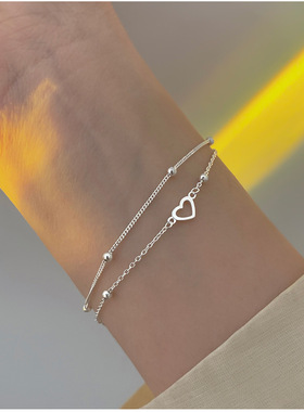 S925银甜美爱心手链女韩版气质