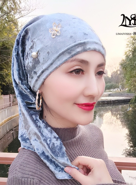头套遮发纱巾女士时尚洋气帽子