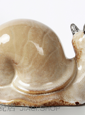 新可爱蜗牛陶瓷家居装饰摆件成双