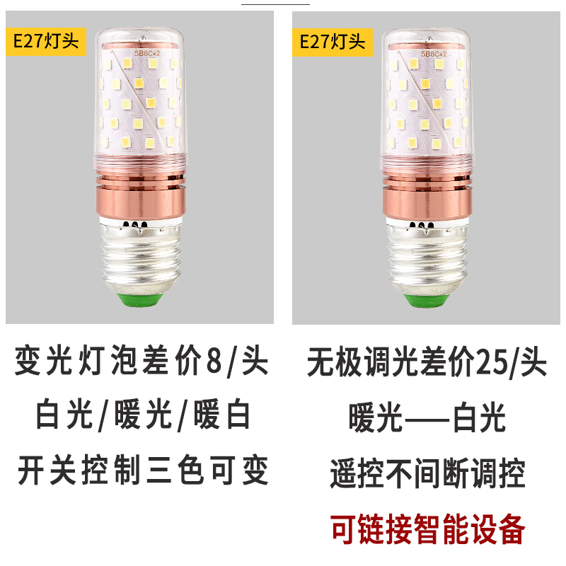 LED灯泡E27螺口超亮5W暖白球泡吸顶灯吊灯三色变光光源家用节能灯 - 图1