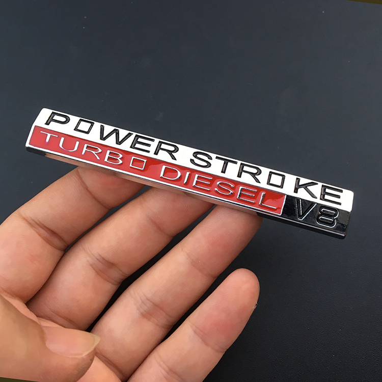 汽车个性改装Power Stroke V8涡轮增压金属车标动力装饰车贴尾标-图3