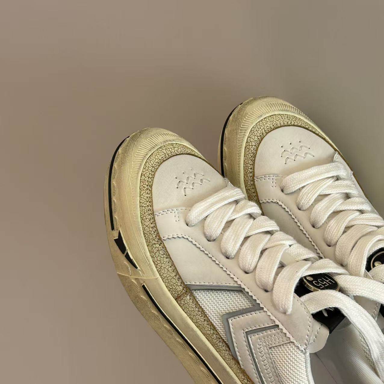 H55女鞋白昼2026春季新款港风休闲百搭美式复古做旧厚底脏脏板鞋,淘宝优惠券,粉丝福利购,淘宝优惠卷