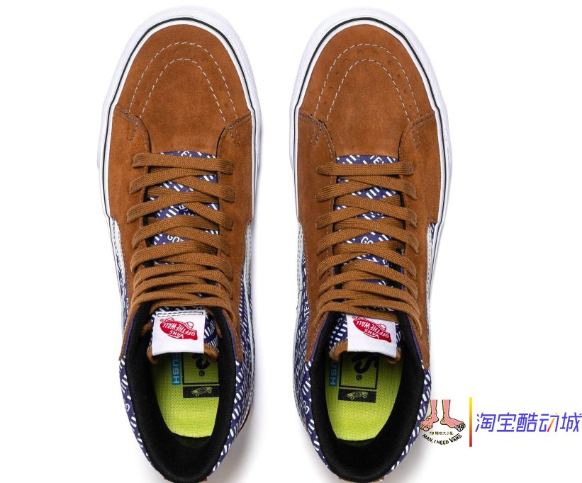 现货vans SK8-Hi GORE-TEX联名vault棕蓝高帮休闲鞋VN0A4P3HTUD - 图1