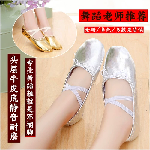 Золотая мягкая обувь, туфли, серебряные балетки, мягкая подошва