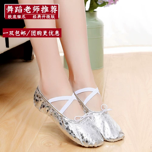 Золотая мягкая обувь, туфли, серебряные балетки, мягкая подошва