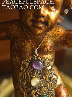 英国镀金琉璃浮雕古着珠宝毛衣链