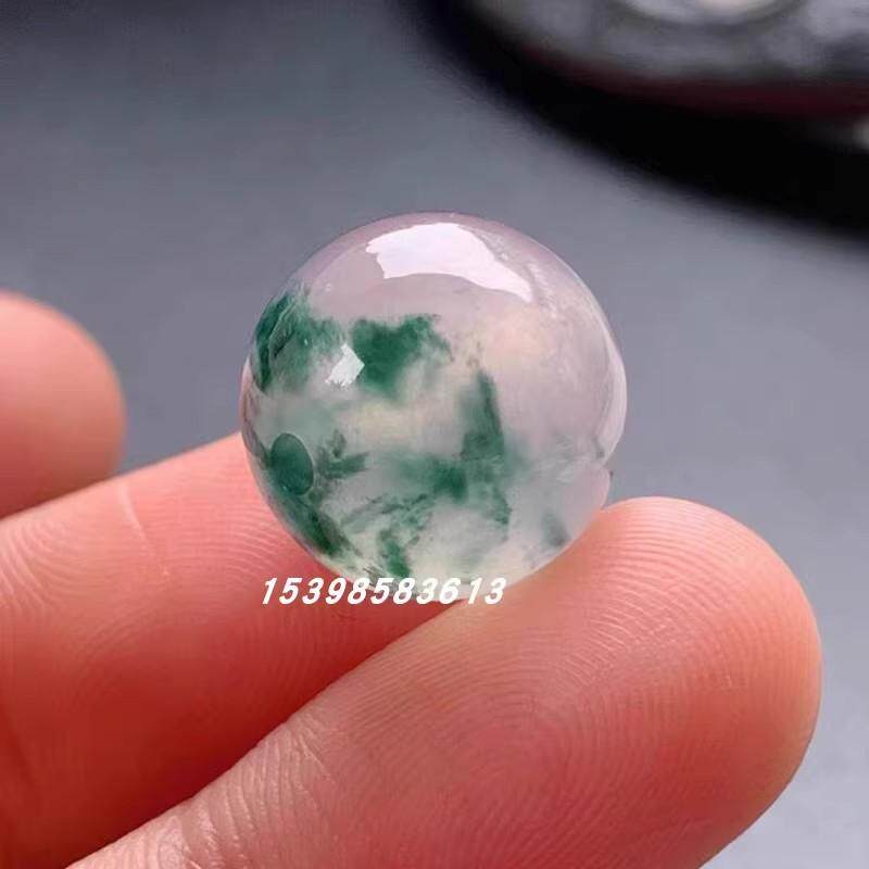 天然缅甸老坑A货翡翠飘蓝花圆珠子冰种散珠单颗玉石手串佛珠手链,淘宝优惠券,粉丝福利购,淘宝优惠卷