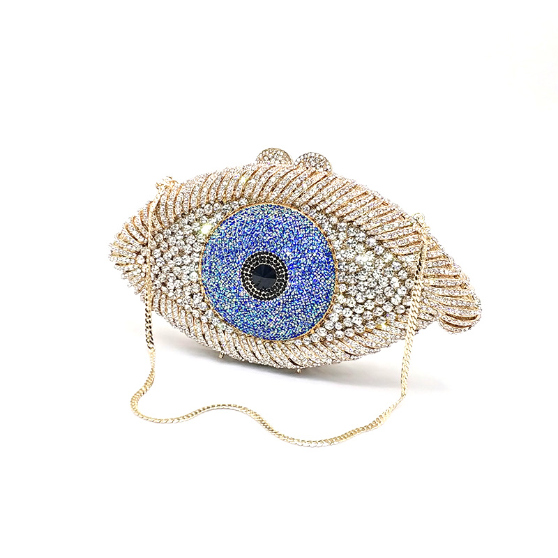 Fashion Elegant women evening party big evil eye diamonds lu - 图0