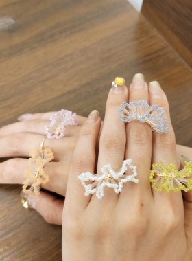 kari show多色入夏季新款清凉清透果冻感芭蕾裙边小众高级感戒指