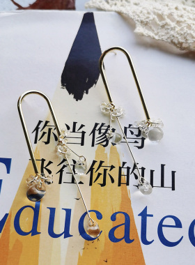 日系ins风清新晶莹滴透雨滴水滴感对称流苏仙女款气质耳饰