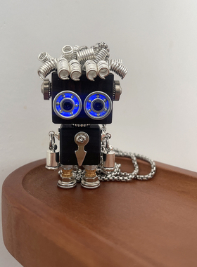 蓝眼发光朋克机器人项链