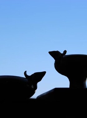 孔雀油灯盏手工捏雕古风绿釉油灯