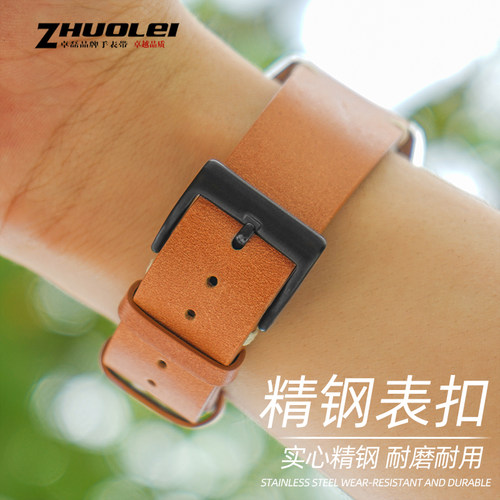 复古简约真皮手表带男适配海鸥精工天美时NOMOS豪利时快拆牛皮带 - 图3