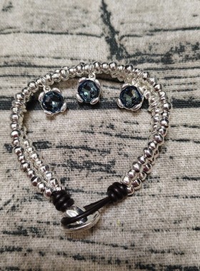 西班牙unde50四方形蓝水晶双层手链欧美轻奢高级感小众设计手镯环