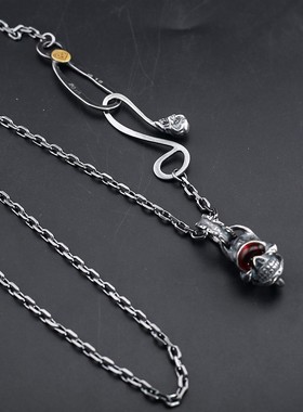 CH潮牌高山隆骷髅头镶嵌松石吊坠欧美做旧风格设计高级男女款项链