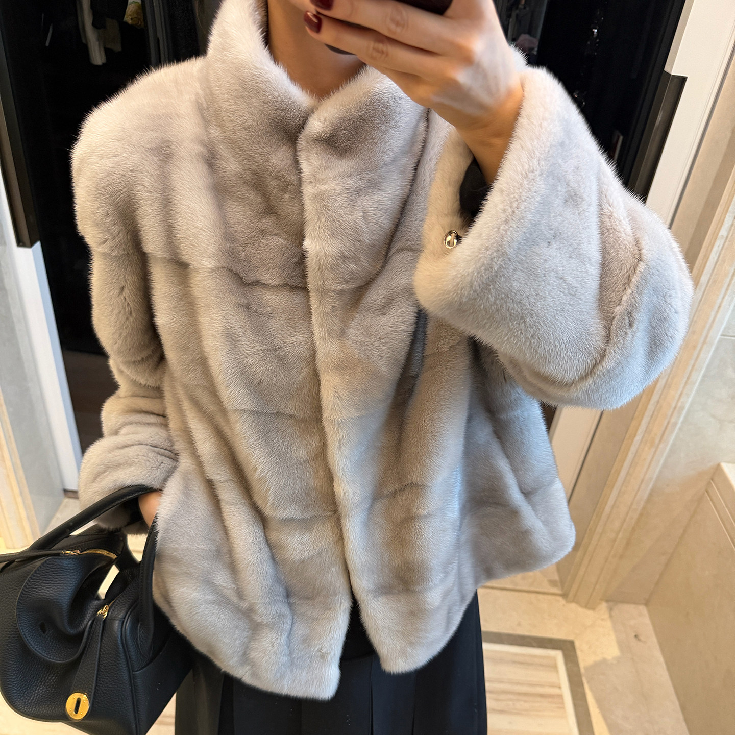 CHU楚妞[霜蓉]蓝宝石进口短款水貂毛貂皮皮草2025冬季新款女外套,淘宝优惠券,粉丝福利购,淘宝优惠卷