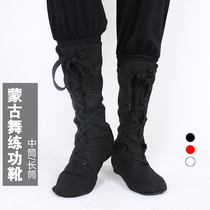 Mongolian folk dance shoes men and women Canvas Zipper Jazz Dance High Help Boots Body Base Training Utiliti Shoes show