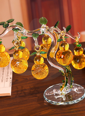 水晶葫芦发财树 轻奢家居客厅酒柜格子电视柜装饰品摆件大气招财