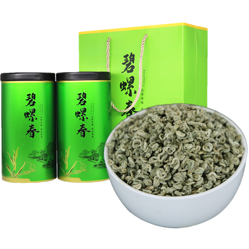 单芽玉螺碧螺春绿茶2022新茶特级嫩芽浓香型云南绿茶叶500g礼盒装