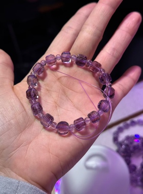 上新！厂家直销一手货源！天然水晶紫水晶方前糖手链超性价比