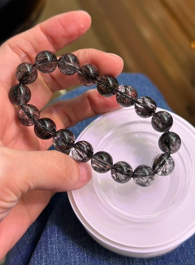 上新！厂家直销一手货源！巴西天然水晶黑发晶手链超性价比！
