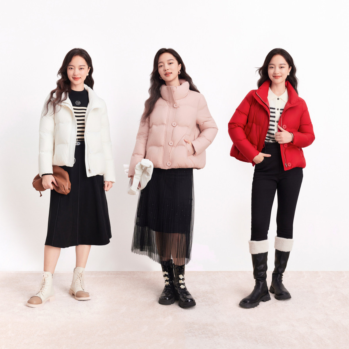 koradior珂莱蒂尔冬捷克白鸭绒简约淑女立领羽绒服外套女