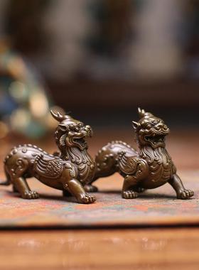 天禄貔貅独角兽铜器摆件