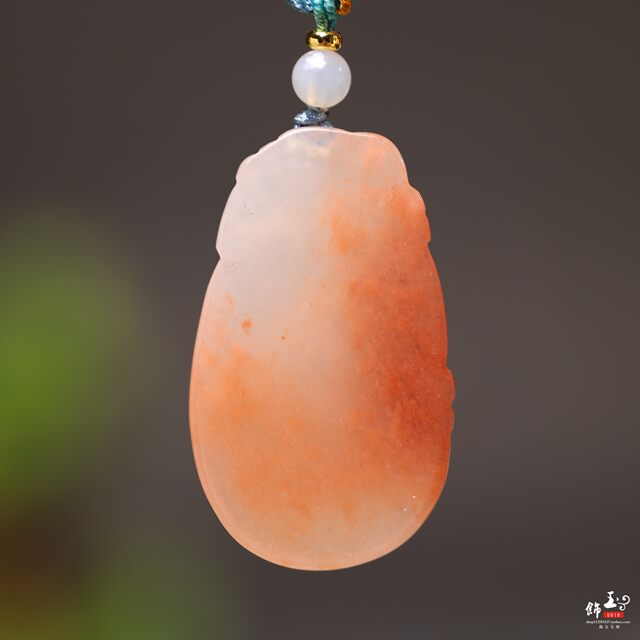 Xinjiang Golden Silk Jade Auspicious Ruyi Jade Pendant Pink Peach Blossom Stuffed Life Ruyi Necklace Jade Pendant Sweater Chain
