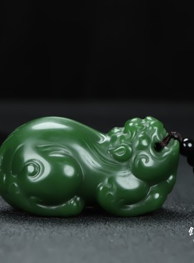 和田玉碧玉貔貅手把件男女款