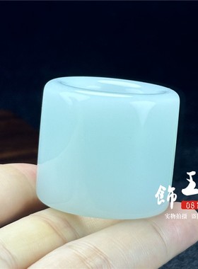 和田玉扳指挂件羊脂玉翠绿指环