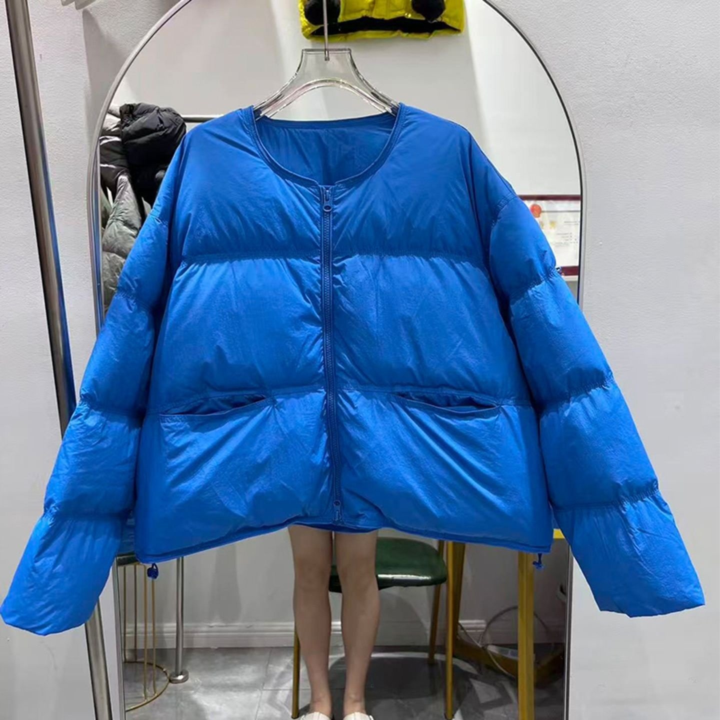 宝蓝色圆领短款棉服女款2026冬季小个子独特漂亮面包服外套秋冬,淘宝优惠券,粉丝福利购,淘宝优惠卷