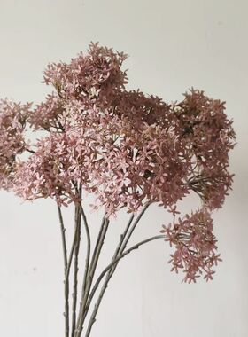复古秋色2头银冠花 仿真花假花家居装饰摄影道具婚庆布景软装配花