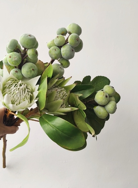 高档简约仿真花无花果粉绿色小