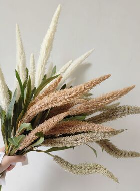 仿真花狗尾巴草3头芦苇花稻谷麦穗干花客厅橱窗装饰花艺复古摆设